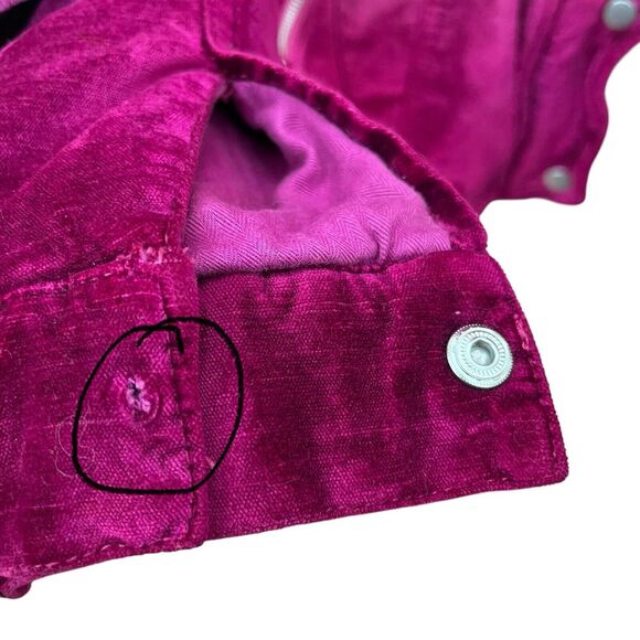 Free People Velvet Trucker Jacket Women’s Size XS/S Fuchsia Pink Oversized Snap - Picture 13 of 15
